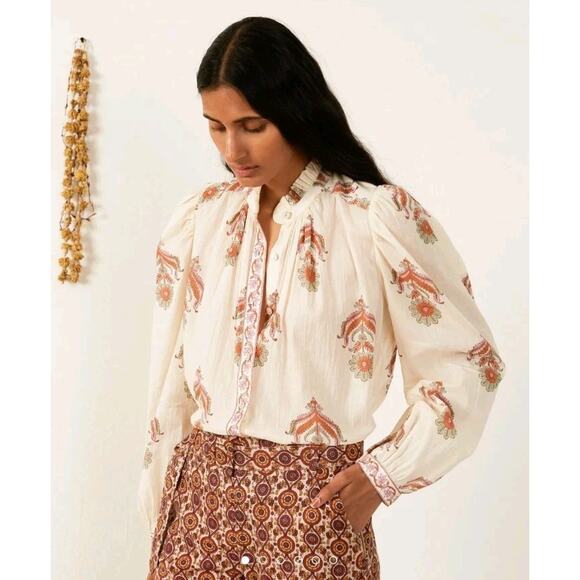 NWT Alix Of Bohemia Annabel Guava Cactus Flower Shirt Size M Boho - Picture 1 of 12